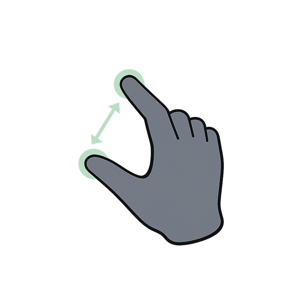 pinch to shrink and enlarge
